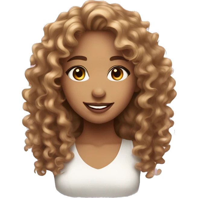 a beautiful girl with really really gorgeous eyes light skin with beautiful light brown curly hair and a pretty smile  emoji