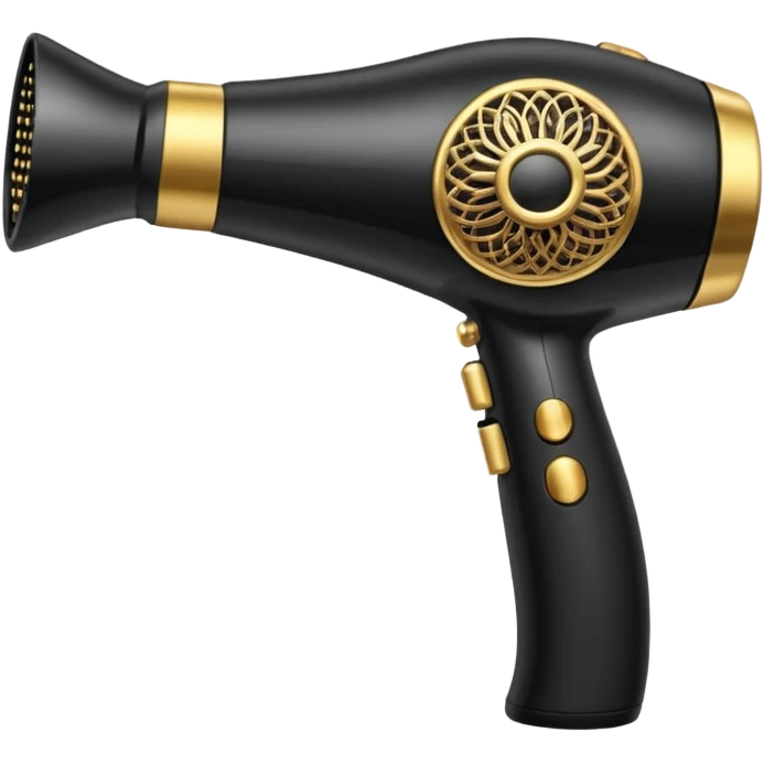 black blow dryer covered in jewelry emoji