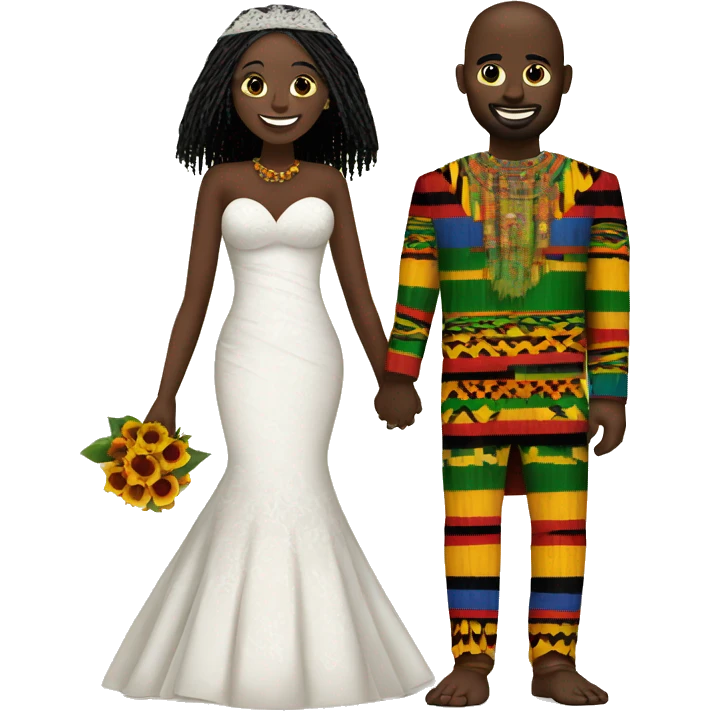Kente print bride and groom illustration emoji