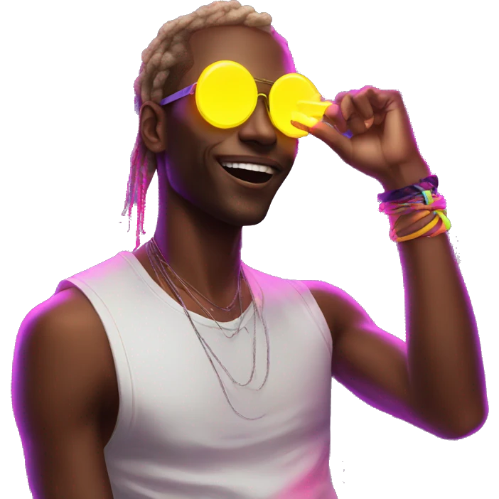 Rave party dancing neon smoking emoji