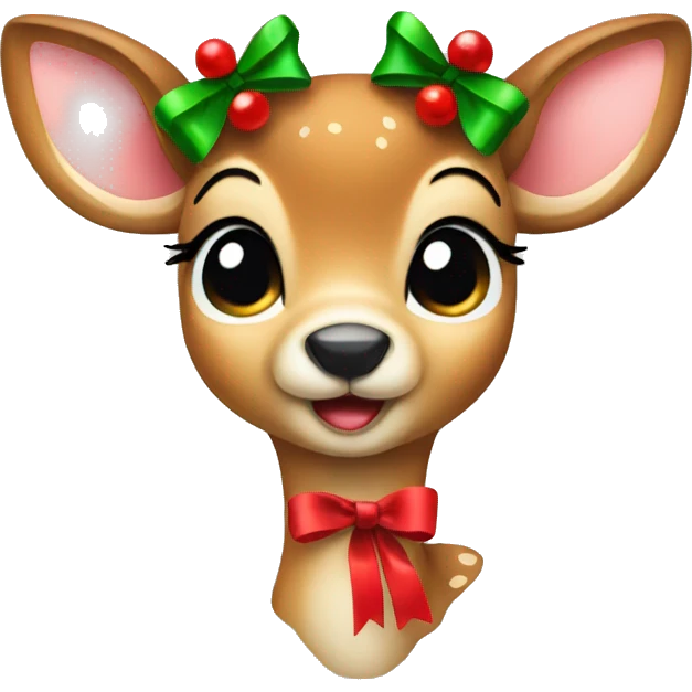 baby deer with a christmas bow emoji