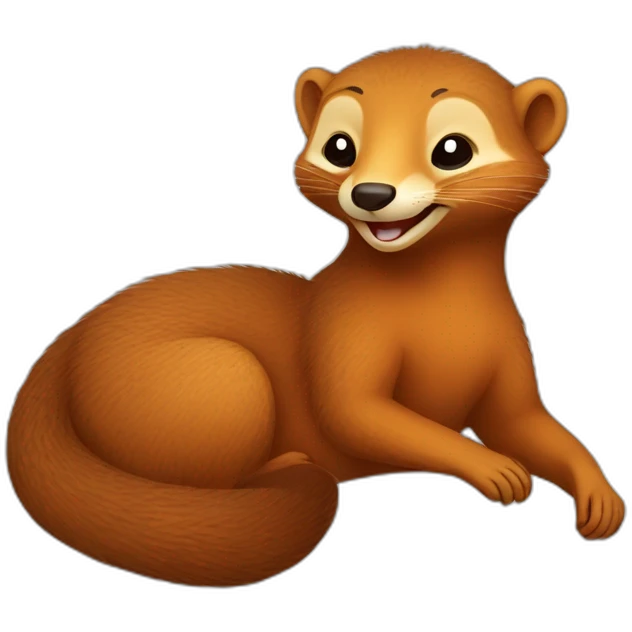 red cheerful smiling mongoose in bed emoji