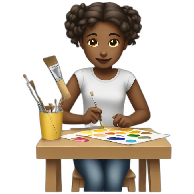 a girl is painting emoji