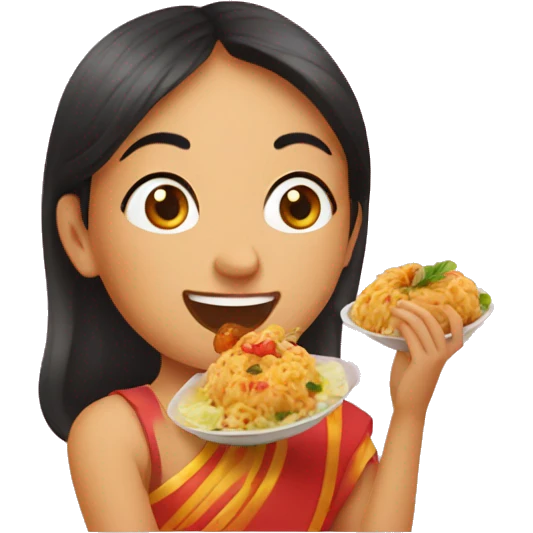 Aditi eating momo emoji
