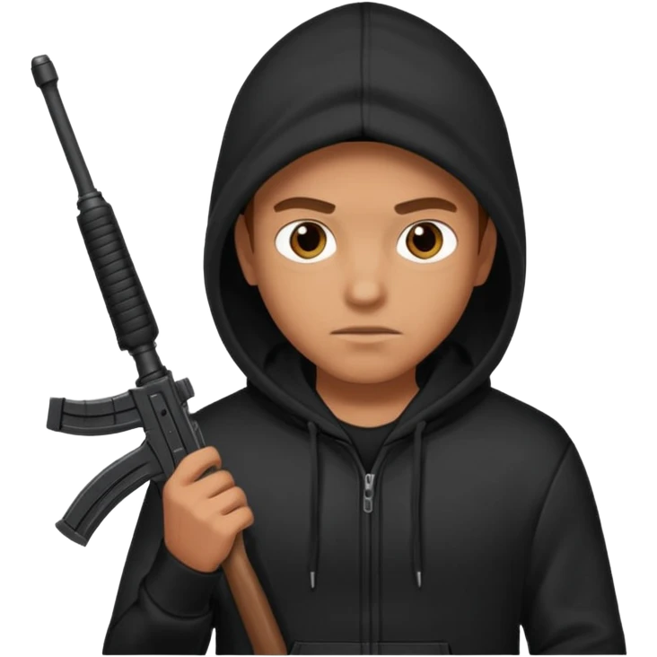 Hombre con capucha negra y arma emoji