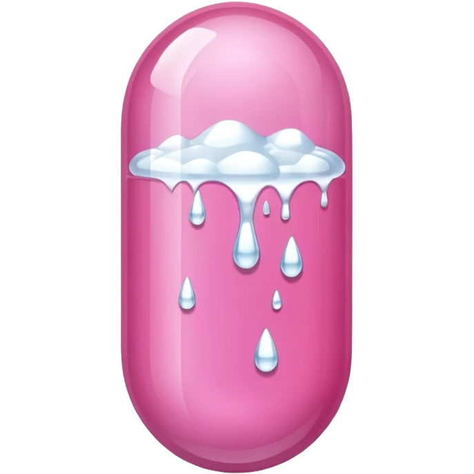 White large drops on a large pink capsule emoji