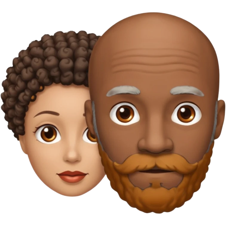 Black bald gray beard man with brown curly hair woman emoji