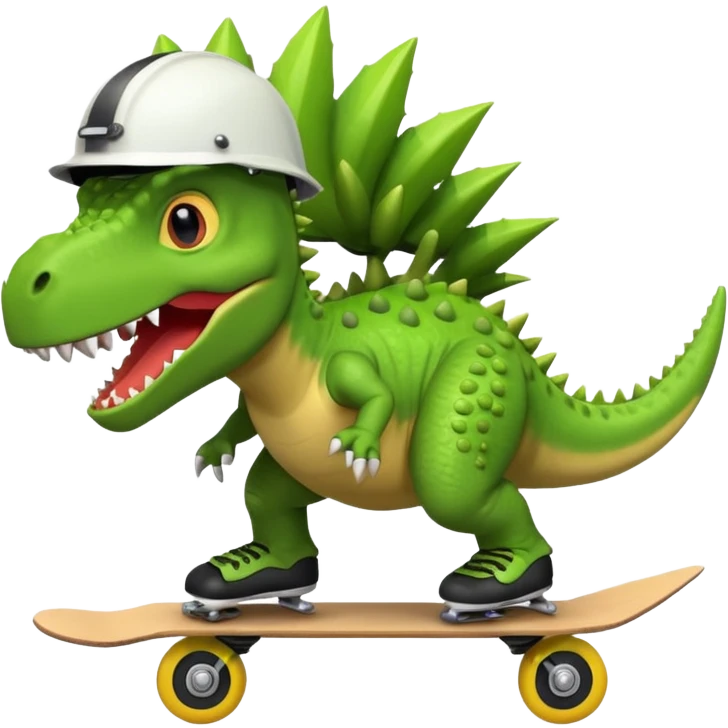 Dinosaur with moustache skating emoji