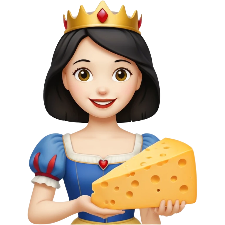  smiling Snow White holding wedge of cheese emoji