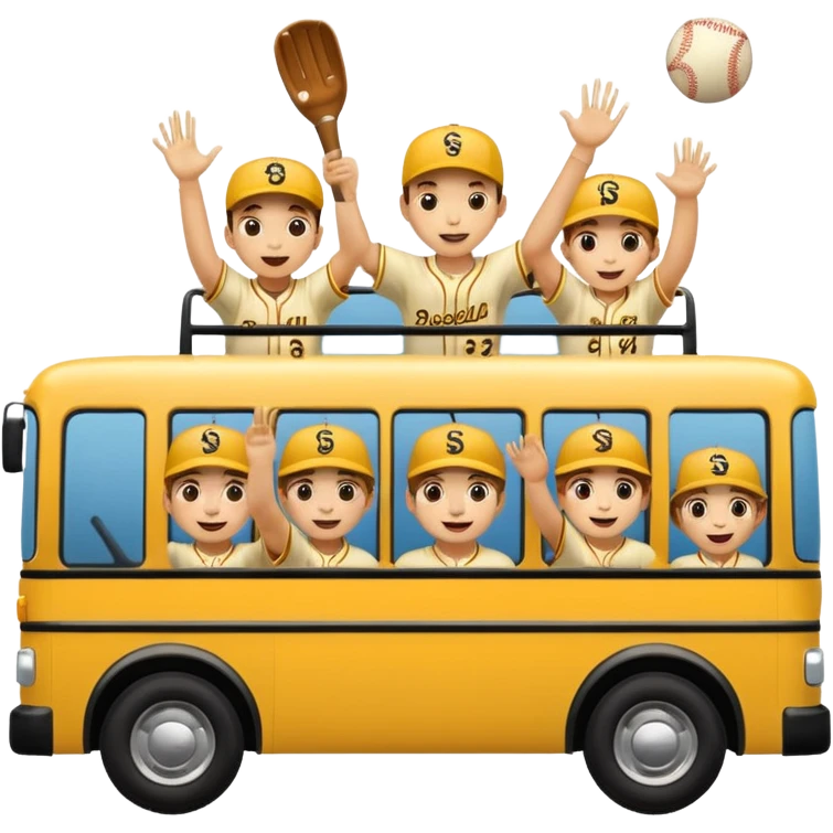 autobus de equipo llevando a egnte de basebal  y un chofer emoji