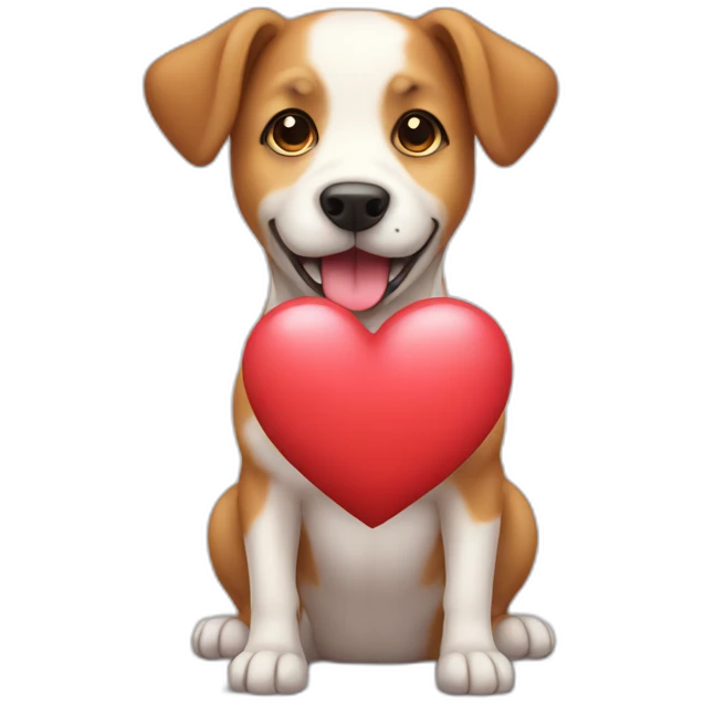 Cute dog with heart  emoji