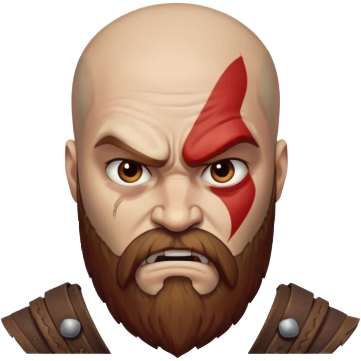 God of War Kratos (skin white, beard and eyebrow color brown) emoji