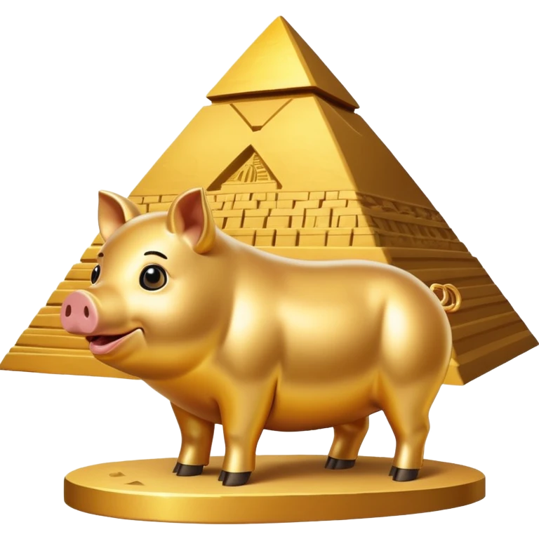 Gold pig shiny giant ancient Egyptian pyramid  emoji