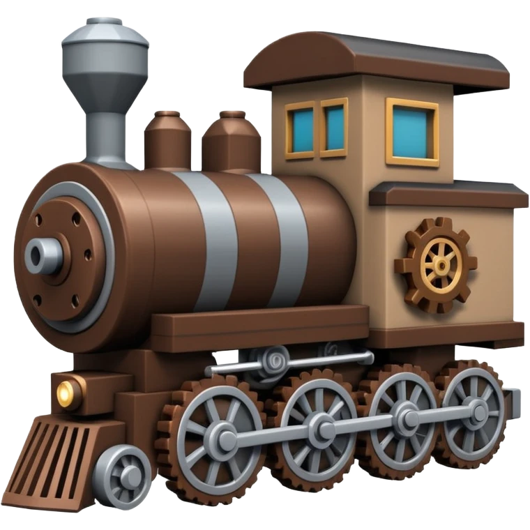 blocky train inspired by the Minecraft Create mod, with gears and mechanical details emoji