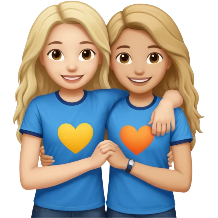 Two Girls with their arms around each other at summer camp emoji