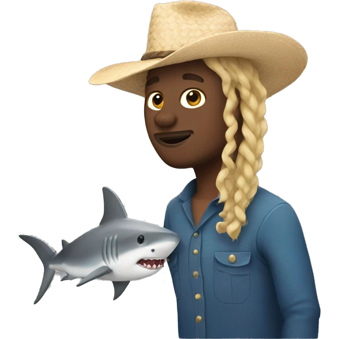 Farmer shark with blonde dreadlocks emoji