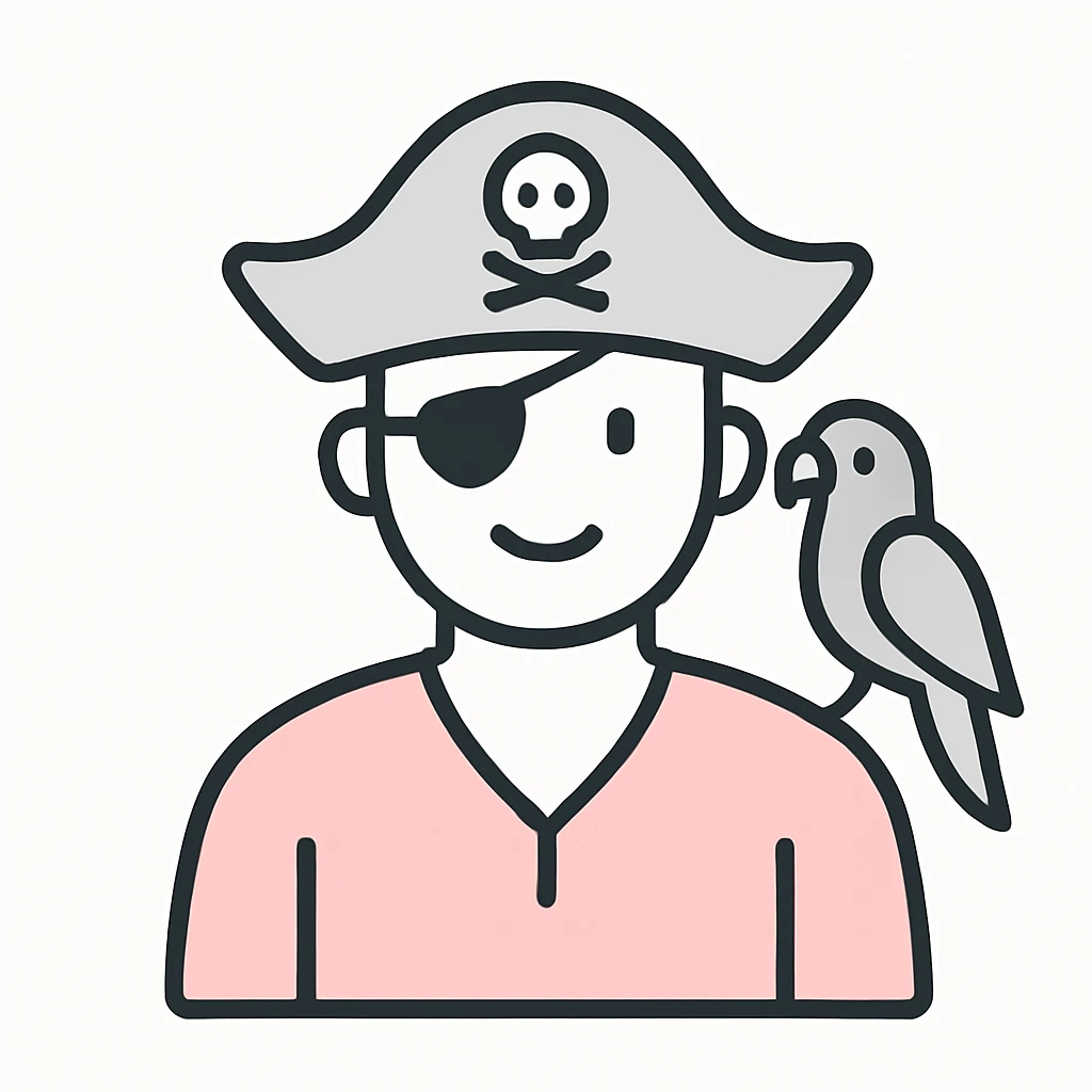 pirate with eye patch and parrot emoji