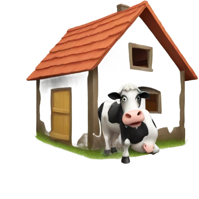 a cow out of a house  emoji