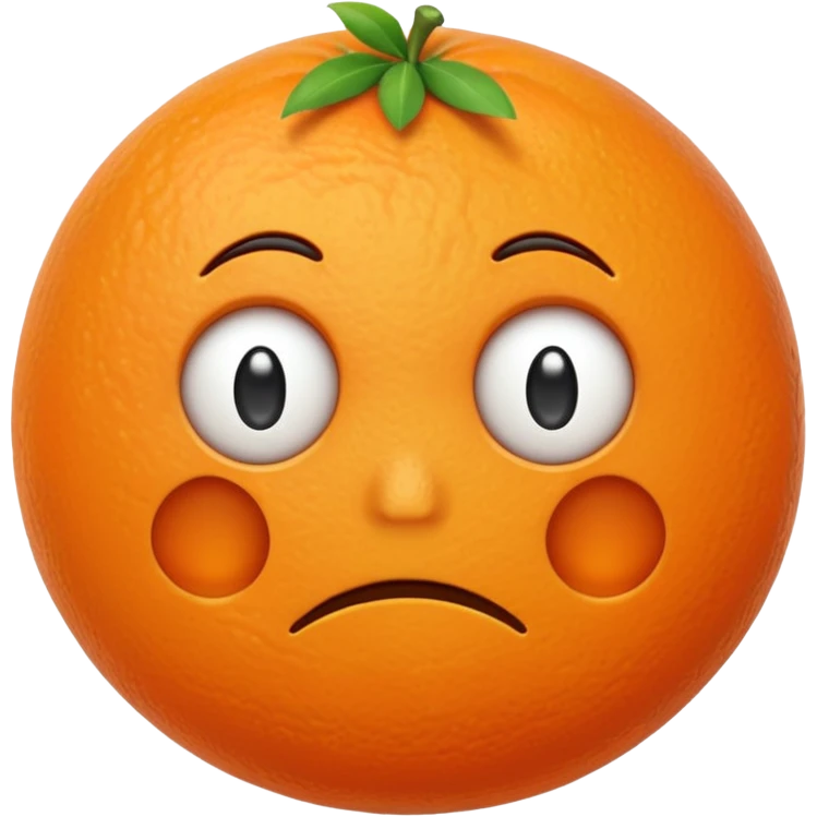 Orange with sad face emoji