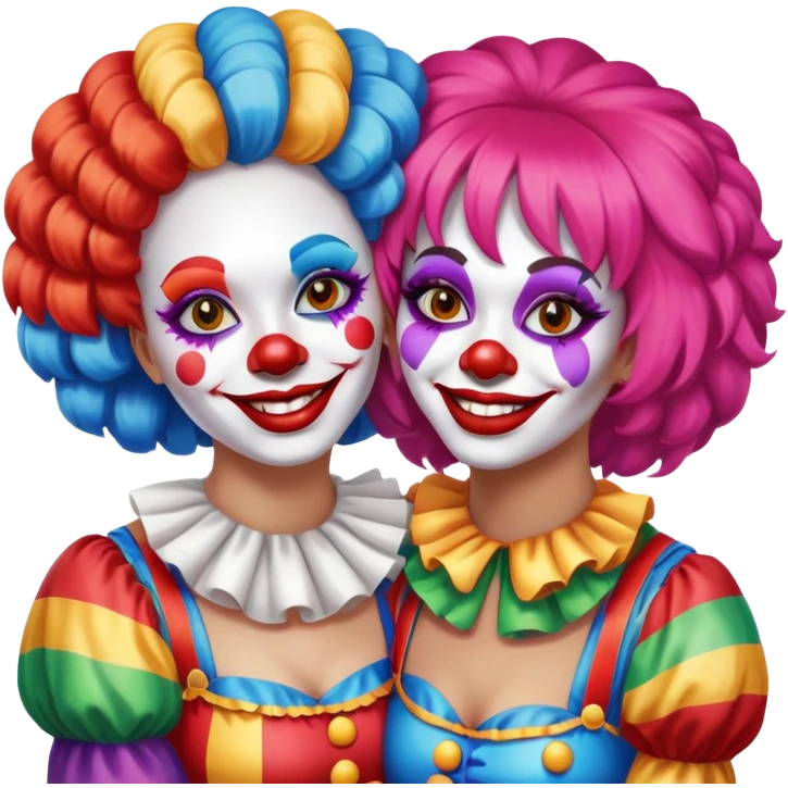 Two female clowns hugging emoji