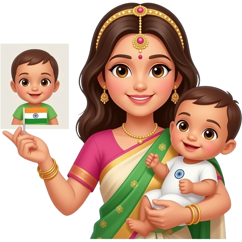 GIVE ME EMOJI FOR MOTHER  SO CAN YOU GIVE BABY IN ONE HANDAND INDIA FLAG emoji
