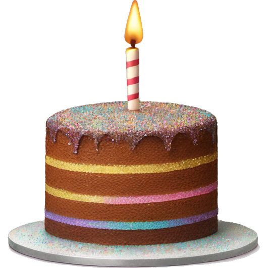 Realistic cake with colorful glitter emoji