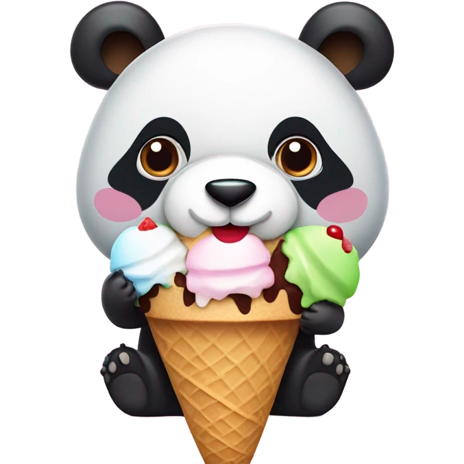 Panda aesthetic eating ice cream emoji