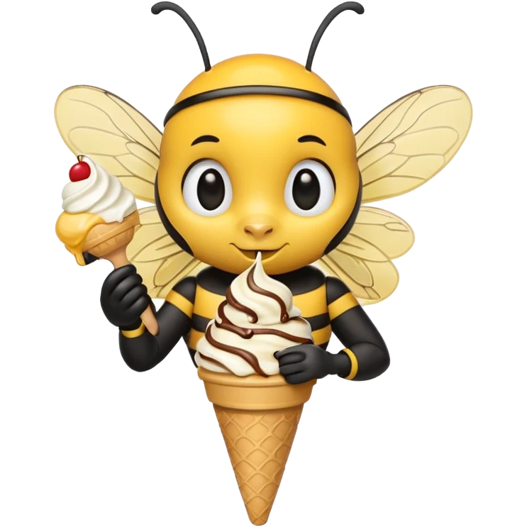 honeybee with ice cream in hand emoji