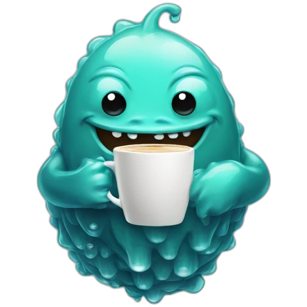 talkative watery creature with a coffee emoji