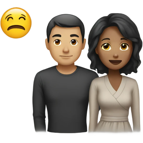 asian man and black woman couple  emoji