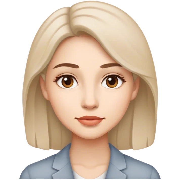 A refined, minimalistic female icon suitable for a 40+ audience; subtle facial details, understated color palette, gentle shading, and a professional, elegant look. emoji