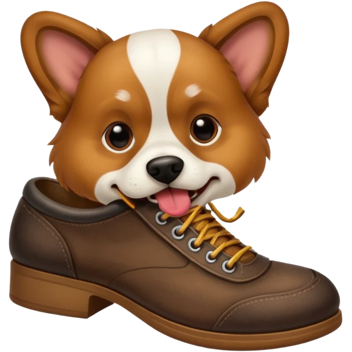 Dog chewing a shoe emoji