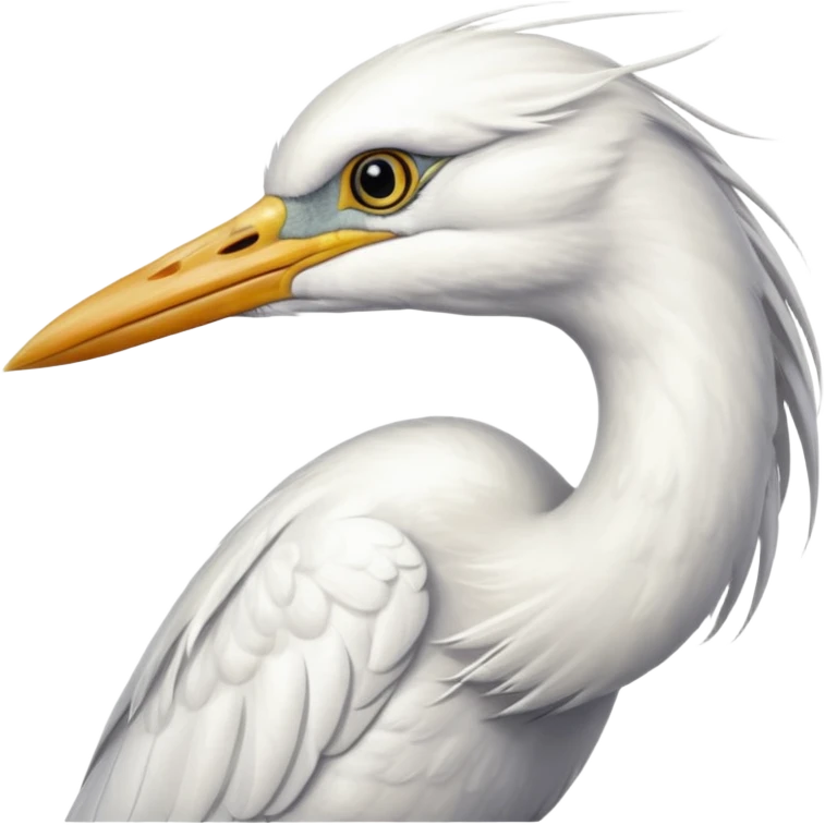 white egret headshot emoji