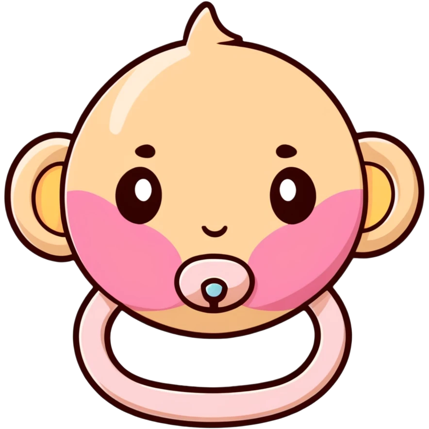 baby pacifier with pink gradient and beige colors emoji