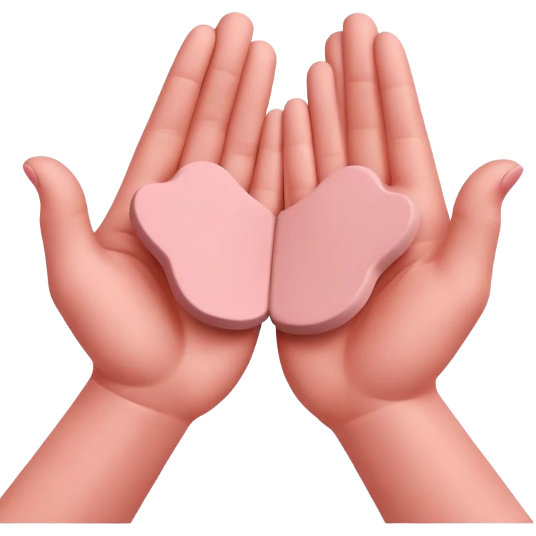 two hands flattening a pink clay on a surface emoji