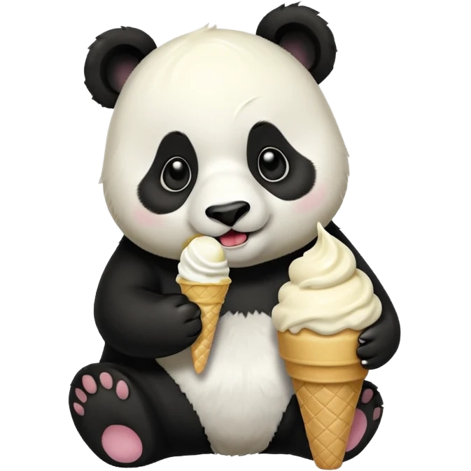 Panda eating ice cream emoji