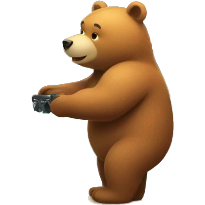 Bear playing video game about catching salmon emoji
