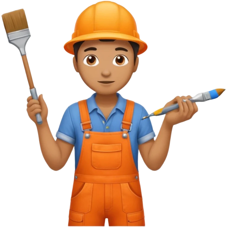 painter in orange overalls standing emoji