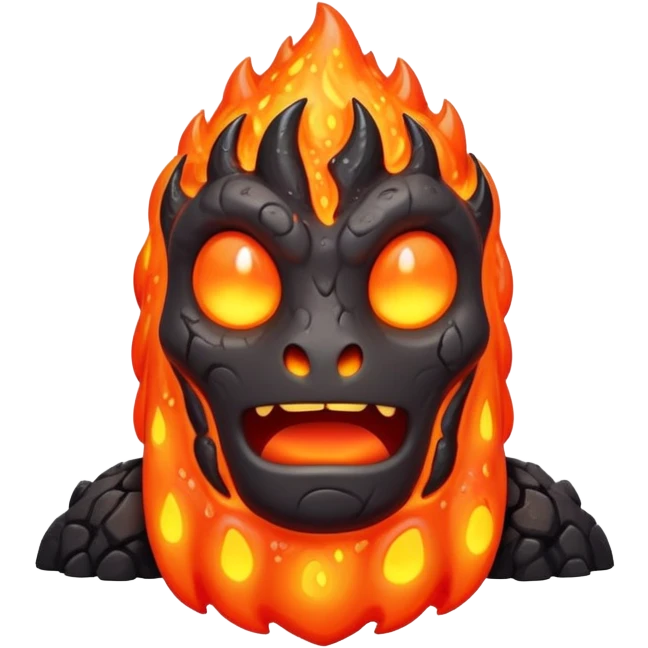 a mystical fast lava creature without arms with molten lava on its head and some rocky shoulders emoji