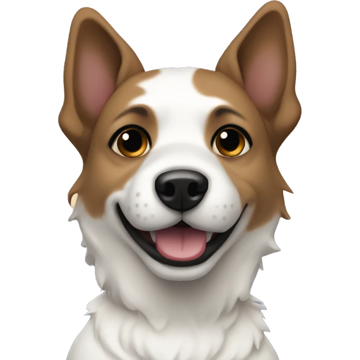 Shoreline dog white coat brown/black ears smiling emoji