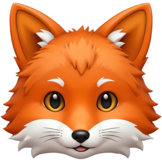 une tête de renard trop kawaii avec des poils noirs à la place des poils blancs emoji