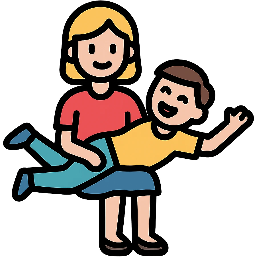 simplified icon of a boy over girlfriend's knee, playful, outlined, no explicit content emoji