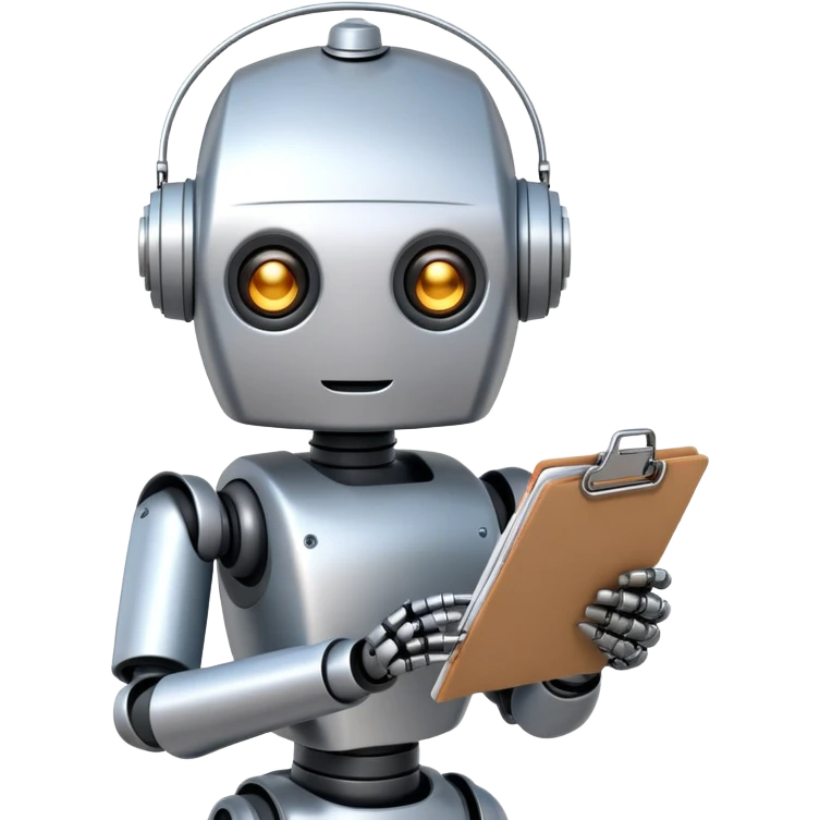 helpful robot with clipboard emoji