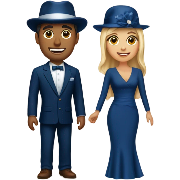 Puerto rican beard short hair with blue hat and navy blue suit getting Married with blond long hair girl  emoji
