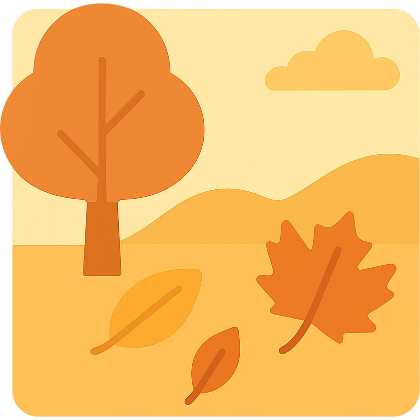 fall season scene in a square with leaves, warm tones emoji
