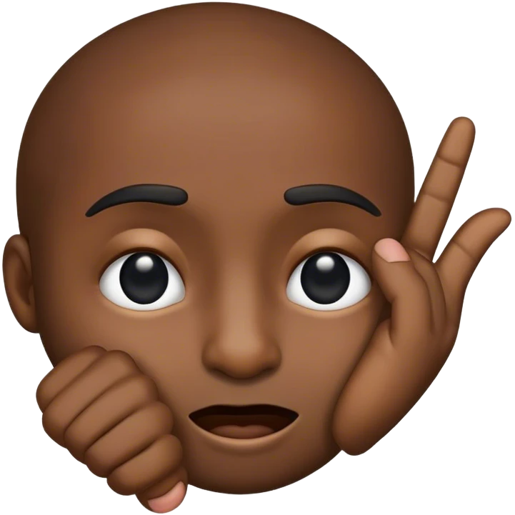 black Emoji emoticon pulling with his finger one lower eyelid further down emoji
