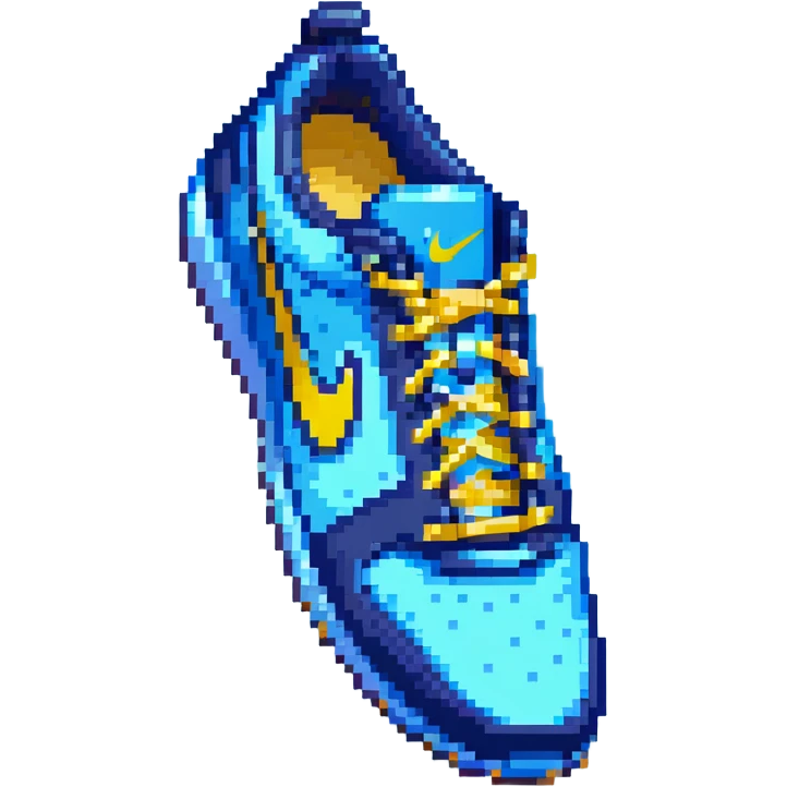 blue Nike shoe pointing left with 3D effect emoji