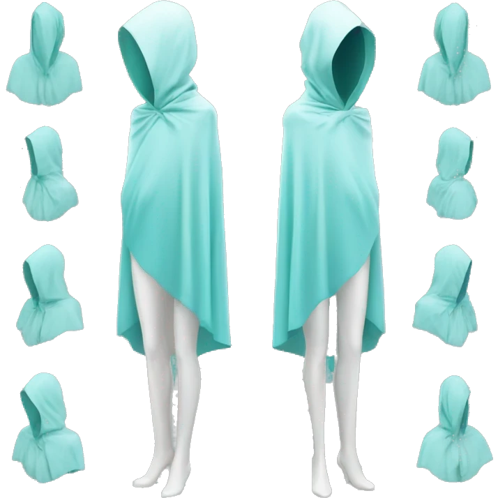 faceless mannequin flapping aquamarine gemstone white cape emoji