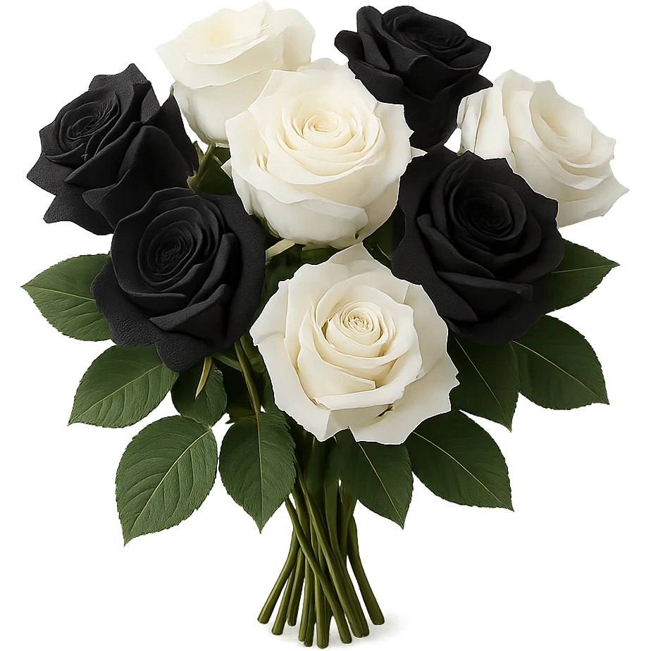 bouquet of white and black roses , remove background emoji