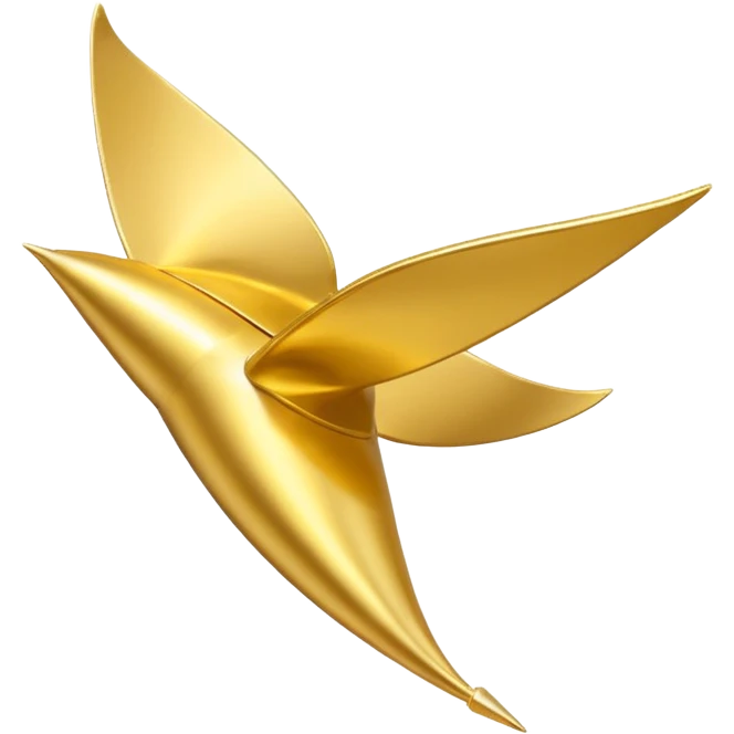 a single gold talaria, pointed down in mid air as if it is flying. minimalist. emoji